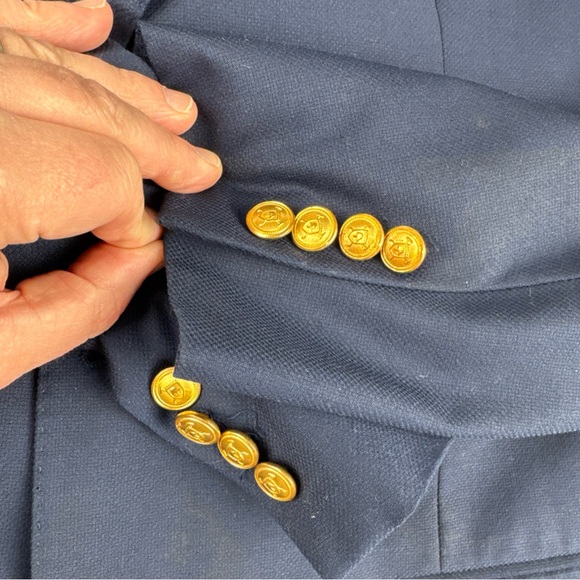 Lauren Ralph Lauren Mens Navy Blue Blazer 40R Gold Buttons Classic Wool Blend - Picture 7 of 15